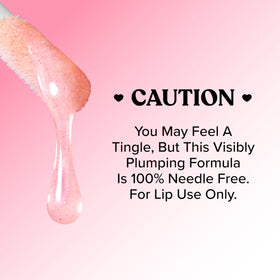 Too Faced swatch on skin showing color payoff and plumping benefit