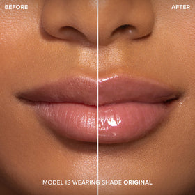 Too Faced gloss inside a handbag lifestyle shot showing everyday carry convenience benefit