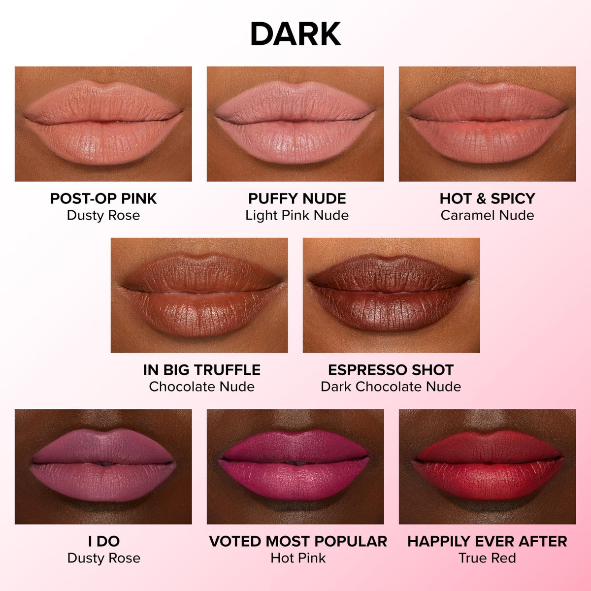 Too Faced model wearing Hot & Spicy liner showcasing fuller, reshaped lips