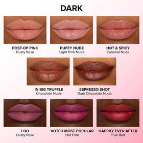 Too Faced model wearing Hot & Spicy liner showcasing fuller, reshaped lips