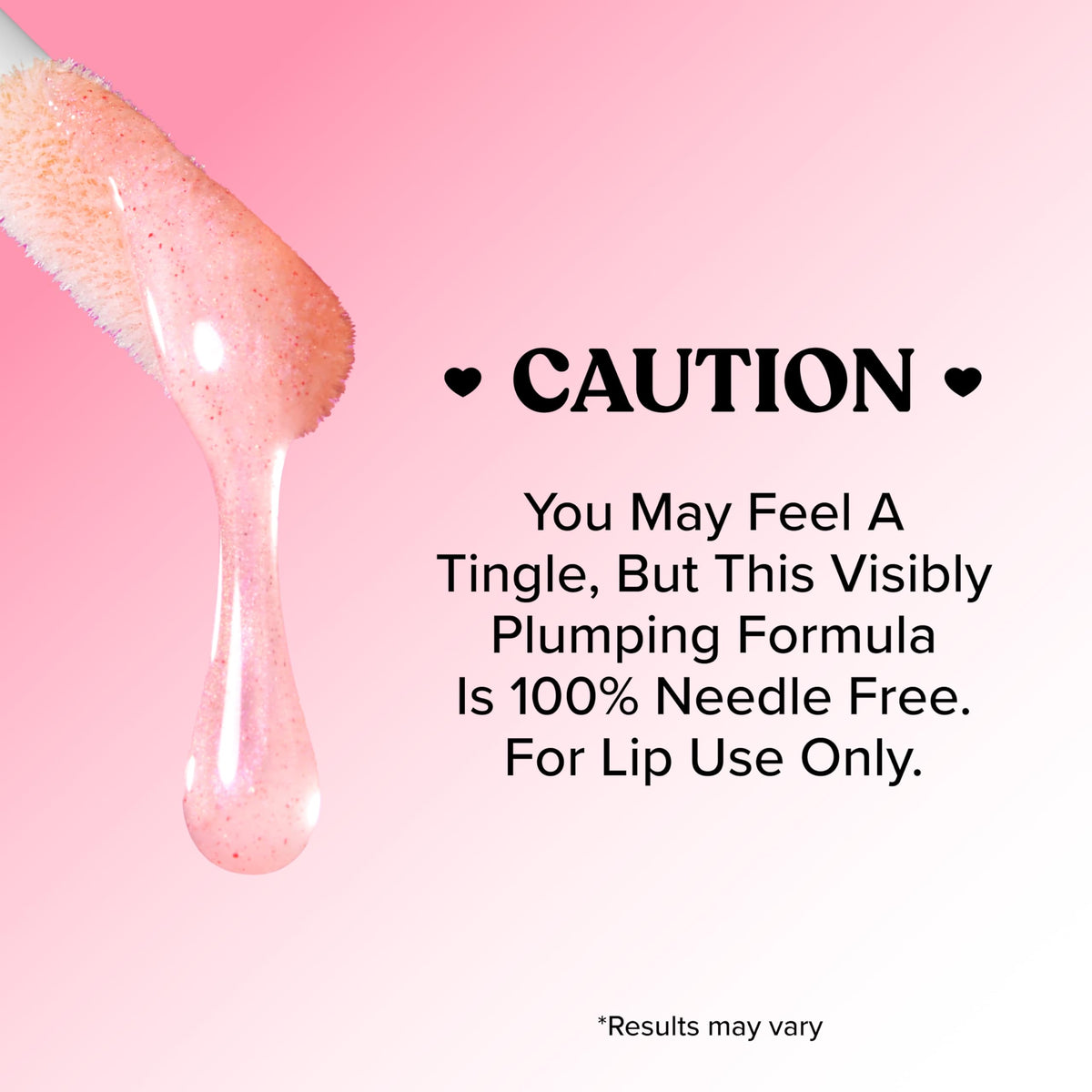 Too Faced applied on model lips to show visible plumping and glossy finish benefit