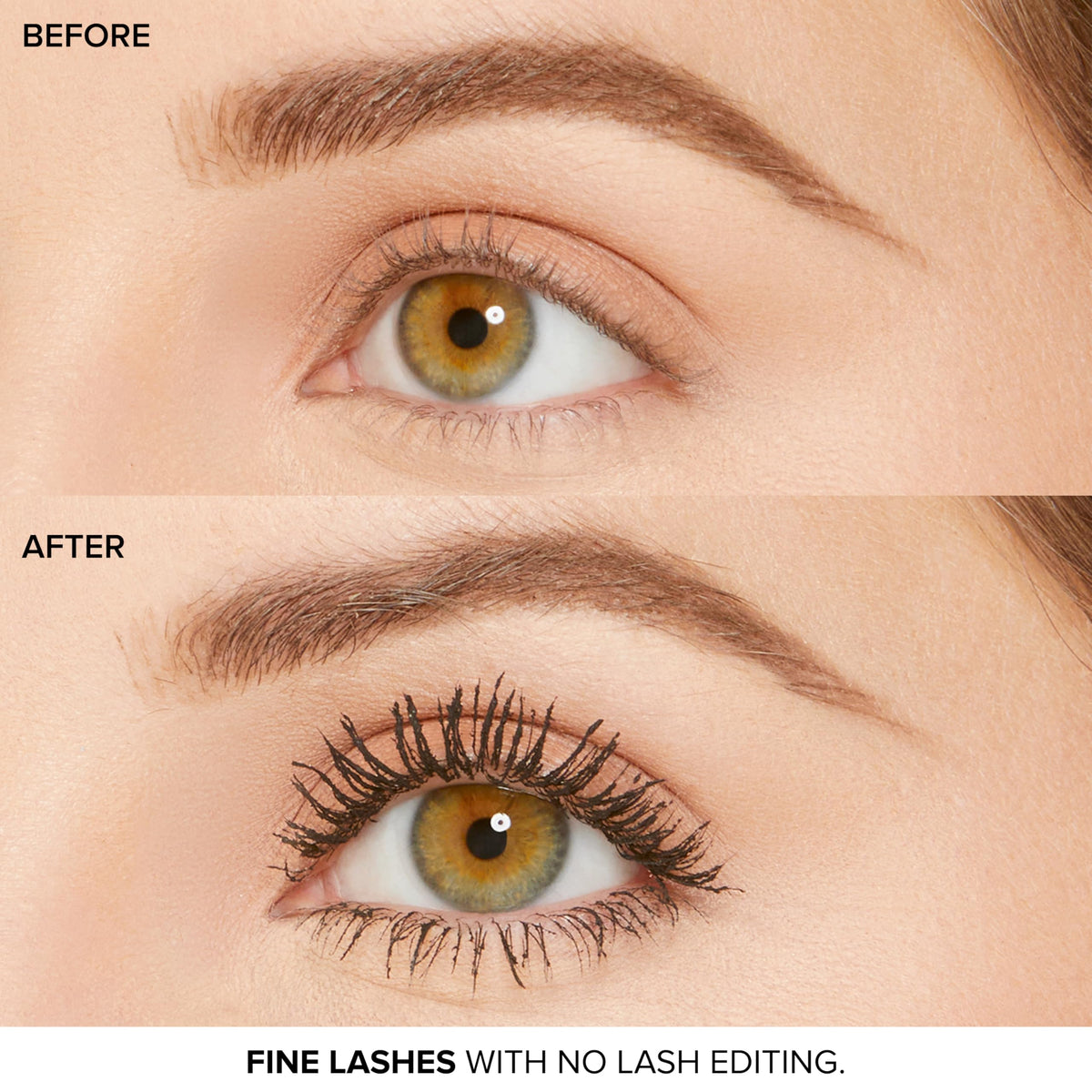 Too Faced open tube with creamy-coated wand showing clump-free finish benefit