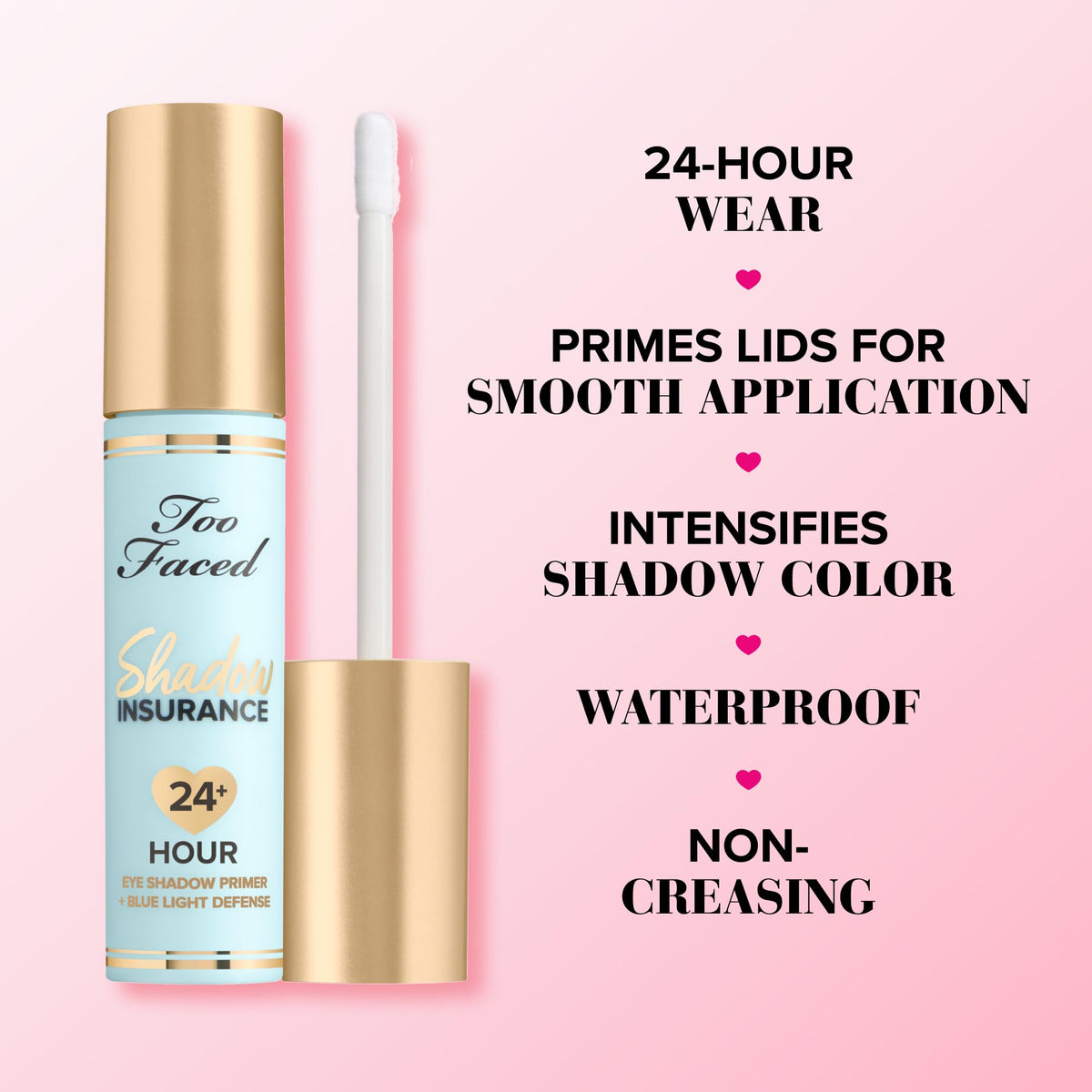 Too Faced texture swatch on skin revealing weightless, blendable primer finish