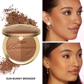 Too Faced close-up of the two-pan bronzer texture showing blendable finish benefit