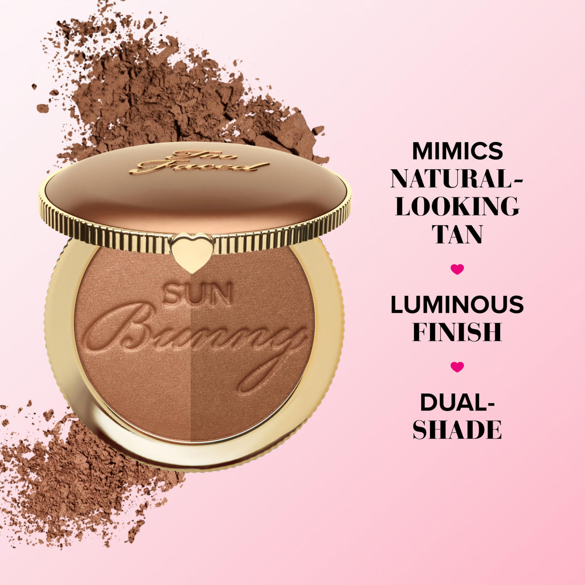 Too Faced compact beside coin for scale showing travel-friendly size benefit