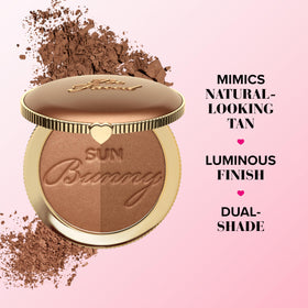 Too Faced compact beside coin for scale showing travel-friendly size benefit