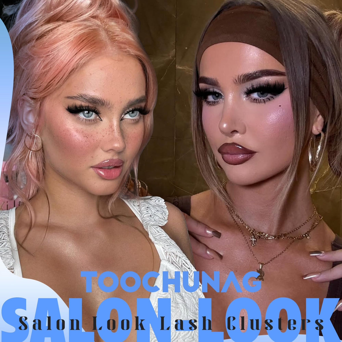 TOOCHUNAG before and after lashes showing added wispy fullness