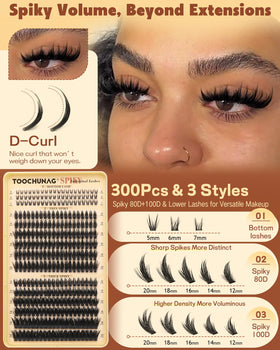 TOOCHUNAG bottom lash clusters and length comparison, balanced lower-lash enhancement