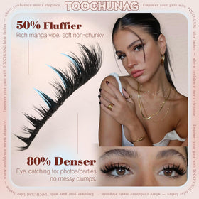 TOOCHUNAG close-up of lash cluster texture showing wispy fibers for natural-looking volume