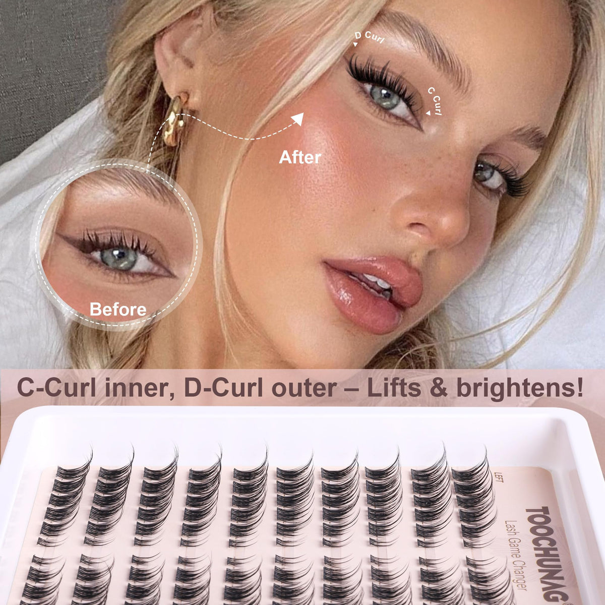 TOOCHUNAG close-up of CD curl detail demonstrates natural lift and seamless blend benefit