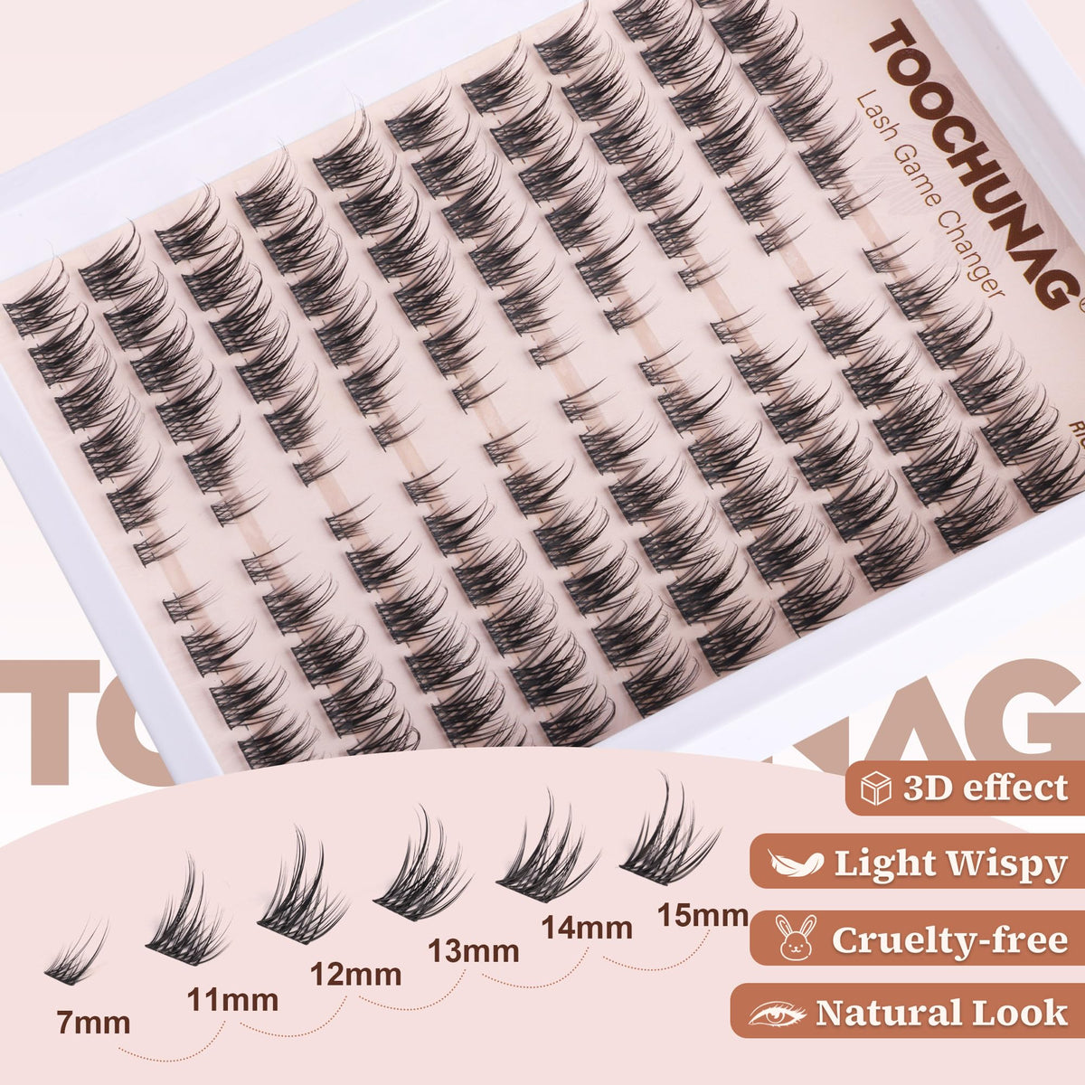 TOOCHUNAG clusters held in hand for scale showing 7–15mm lengths and lightweight design benefit