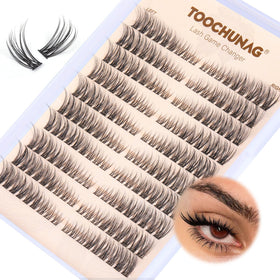 TOOCHUNAG front packaging showing 180pcs cluster lashes and benefits of variety