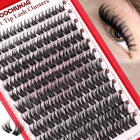 TOOCHUNAG front packaging showing 144pcs cluster lashes and benefits