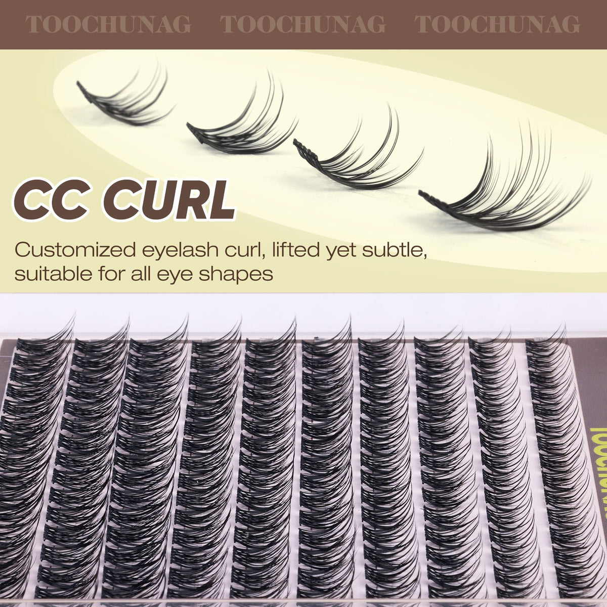 TOOCHUNAG applied on eye demonstrating wispy, lightweight lift