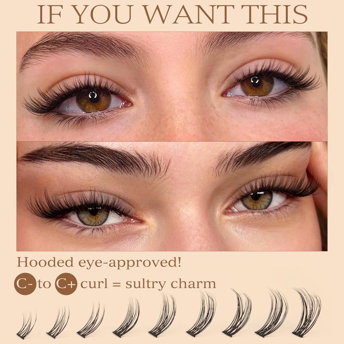 TOOCHUNAG length swatches 7–15mm displayed to customize cat-eye