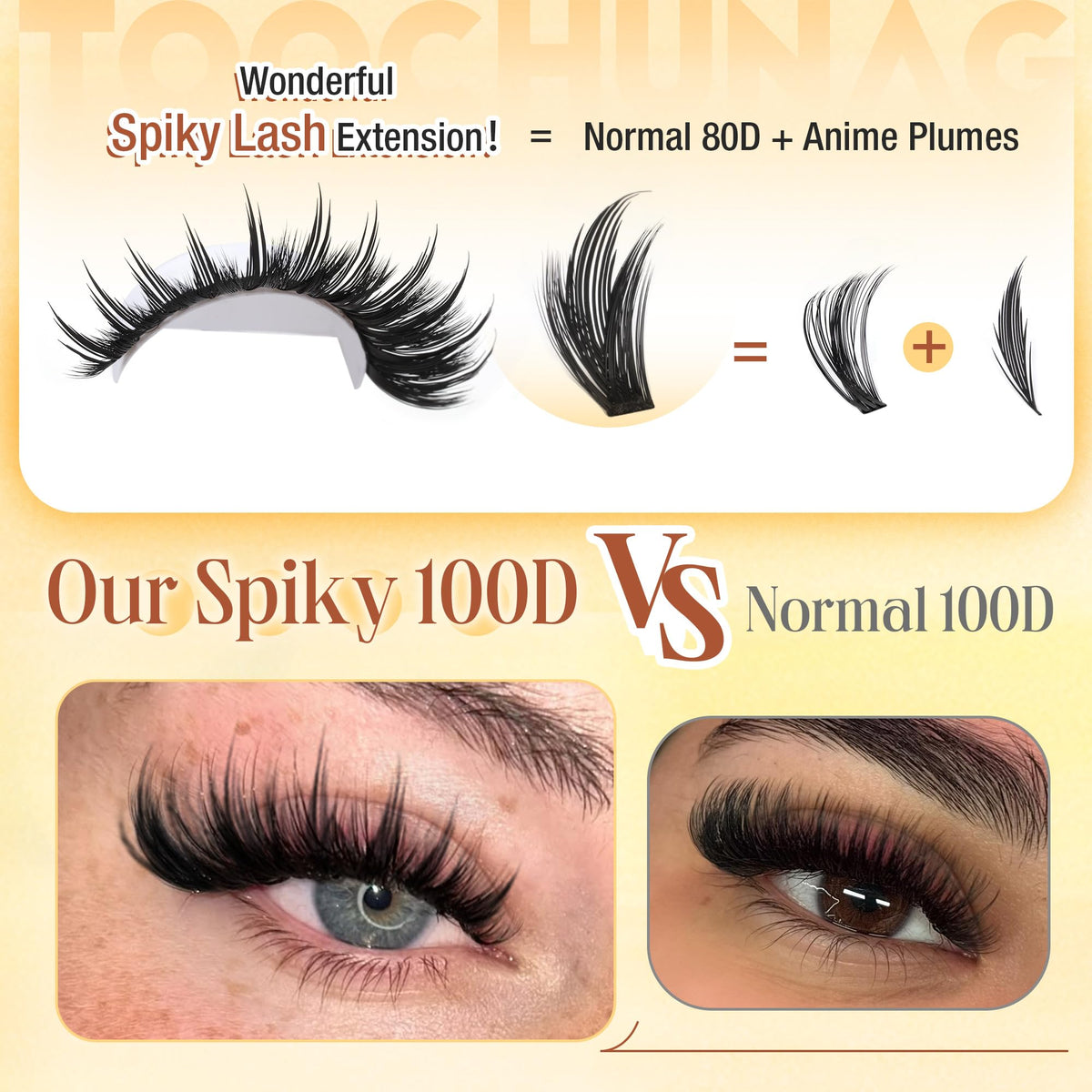 TOOCHUNAG lifestyle shot at night showing dramatic manga lashes