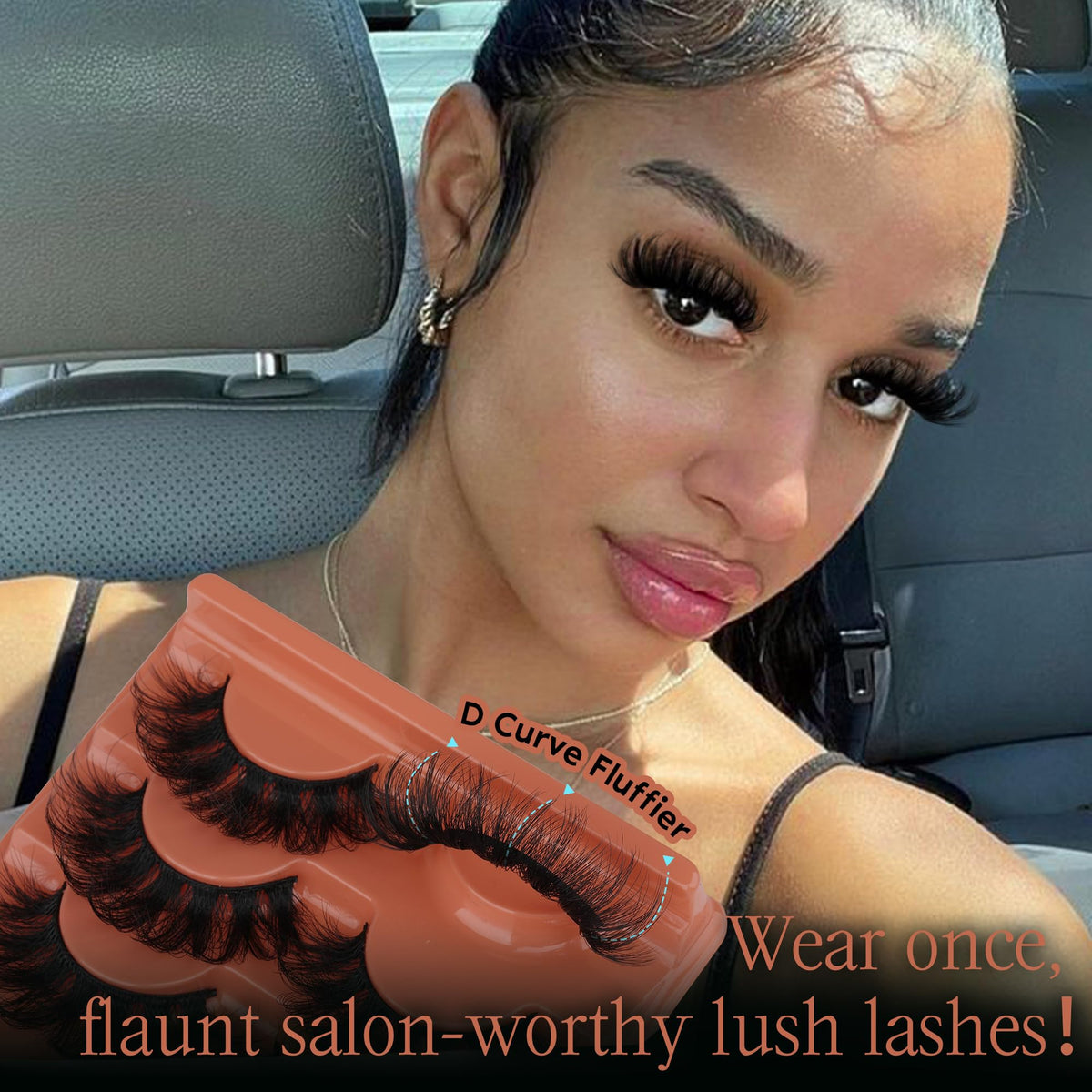 TOOCHUNAG lashes on model showing dramatic 20–22mm D-curl lift