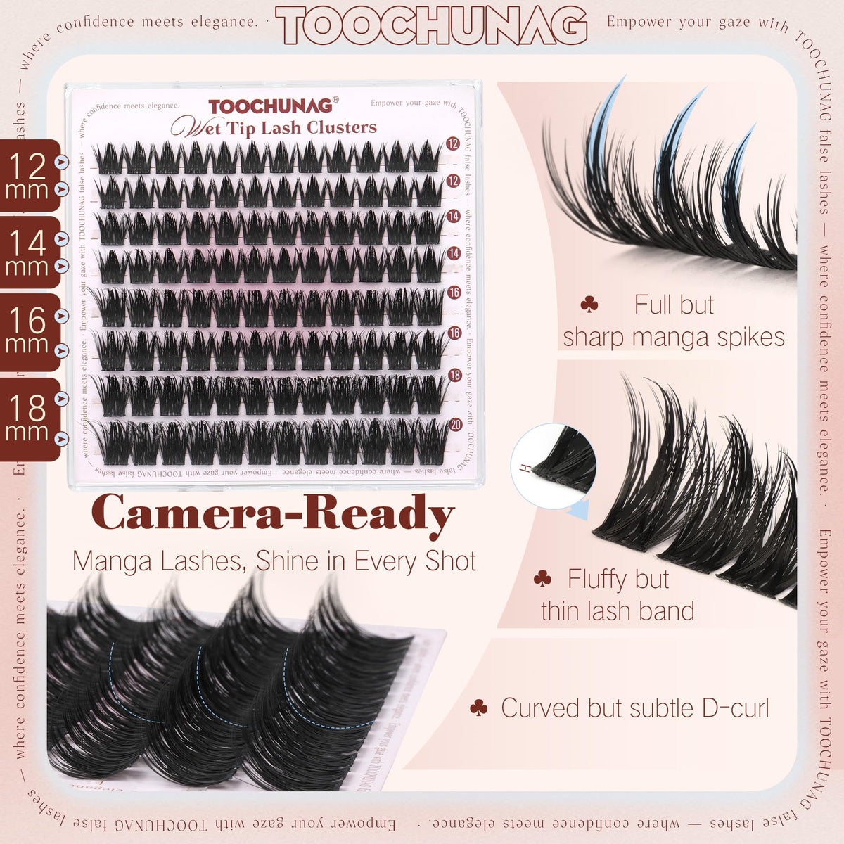 TOOCHUNAG lashes worn in daytime makeup highlighting uplifted natural enhancement