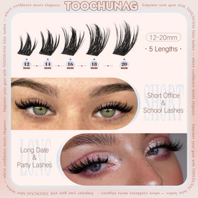 TOOCHUNAG lashes worn in evening makeup emphasizing dramatic manga-inspired eye definition