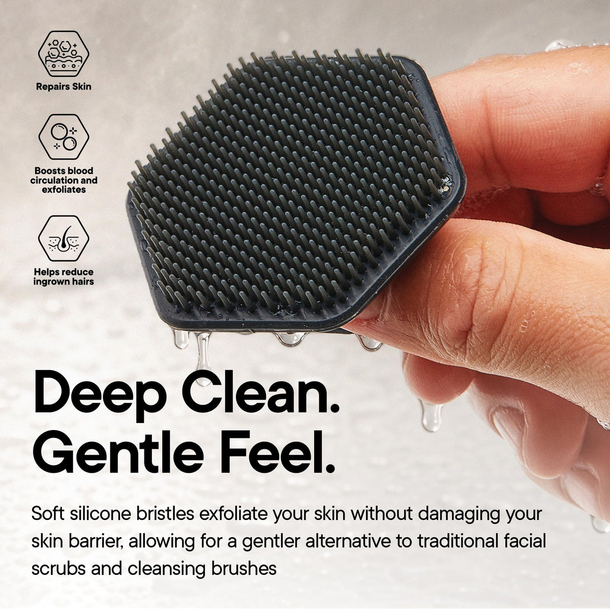 TOOLETRIES with foamy cleanser demonstrating effective lather and deeper clean