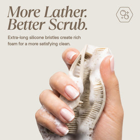 TOOLETRIES scrubber creating thick foam to boost soap efficiency and coverage
