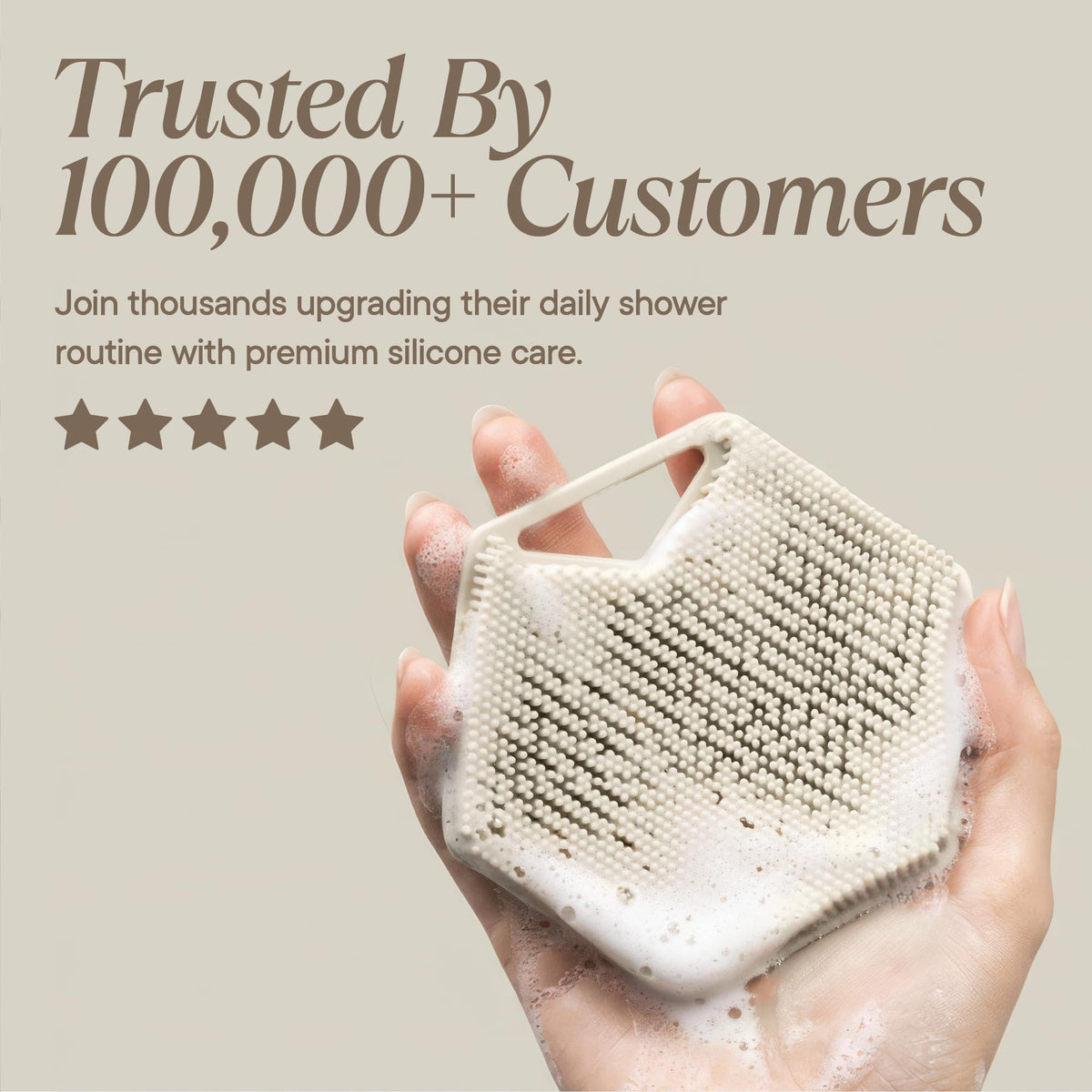 TOOLETRIES in-shower use demonstrating gentle exfoliation and skin refreshment