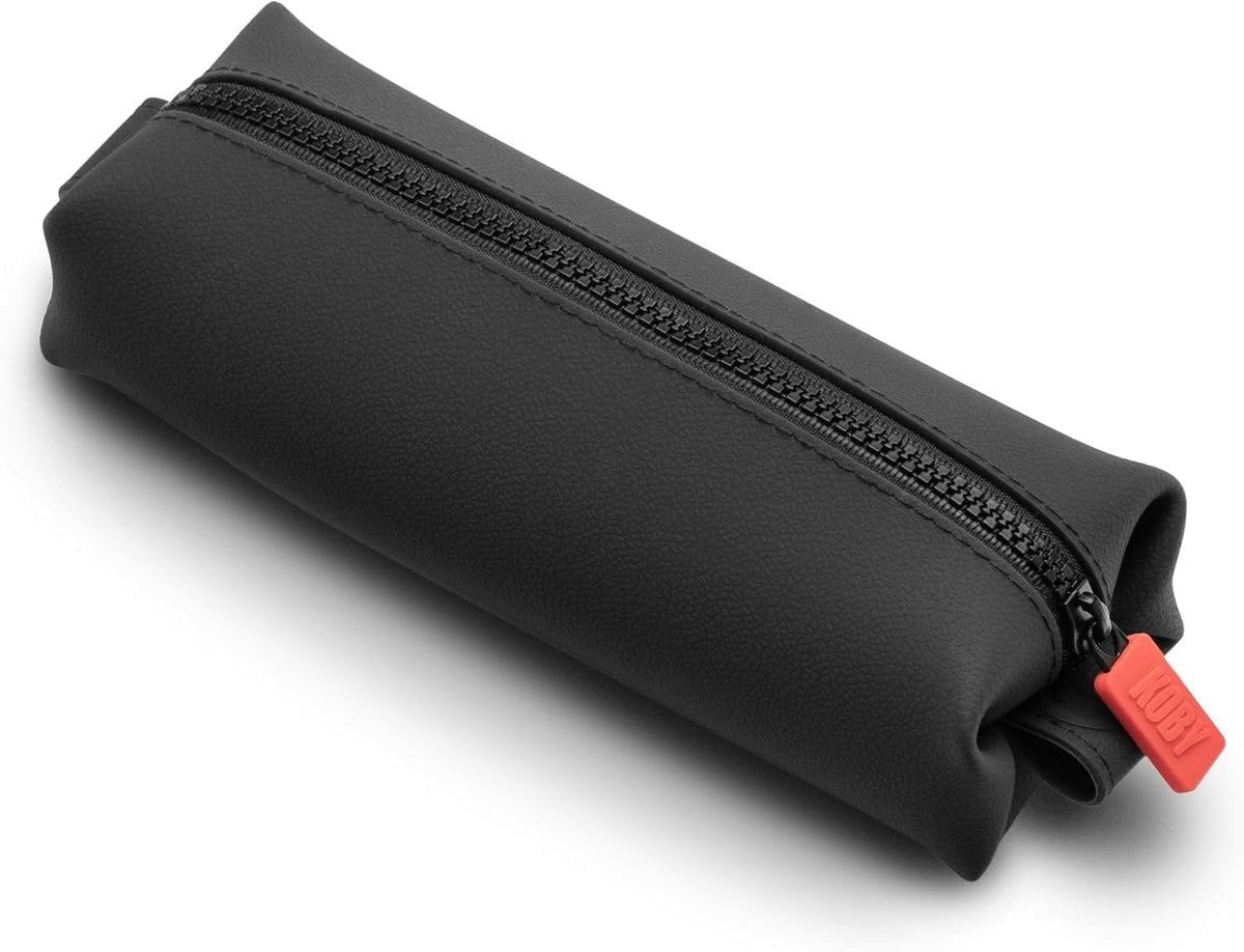 TOOLETRIES Koby Mini front view showing compact charcoal design and secure zipper