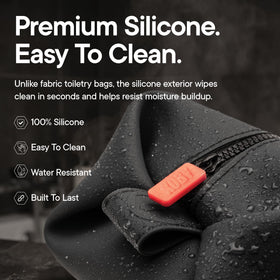 TOOLETRIES heavy-duty zipper detail demonstrating secure closure reliability