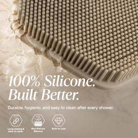 TOOLETRIES lathering silicone bristles with body wash for richer foam benefit
