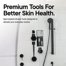 TOOLETRIES on a bathroom shelf showing neat storage and hygienic benefit