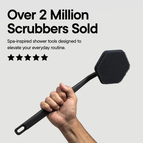 TOOLETRIES material texture and label close-up showing durable silicone and easy-care benefit