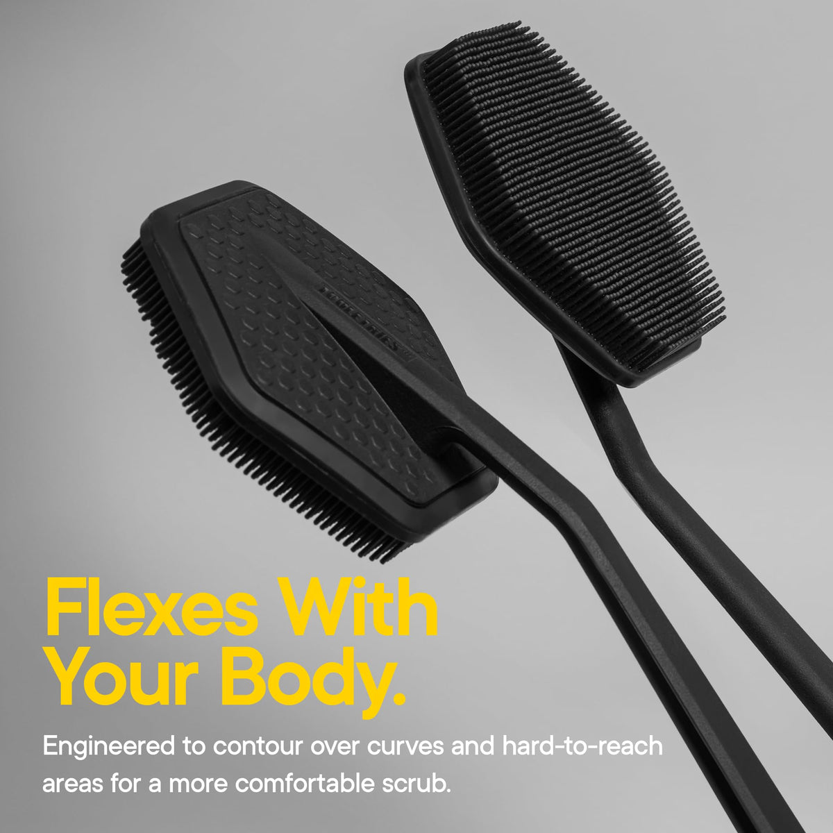 TOOLETRIES silicone bristles close-up highlighting gentle exfoliation and effective dirt removal