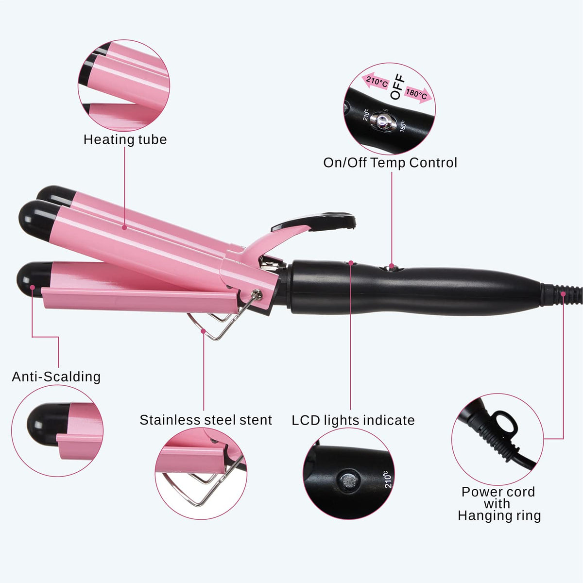 TOP4EVER curling iron in use on medium-length hair creating beach waves
