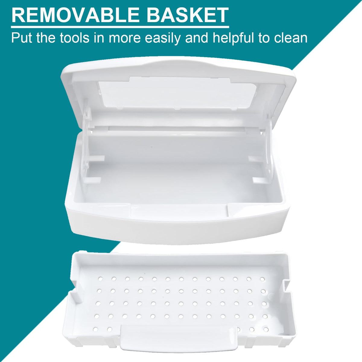 TOPCOMWW sterilizer box transparent lid detail to check solution level without opening