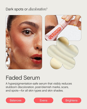 Topicals Faded serum dropper with visible lightweight texture, demonstrates easy absorption