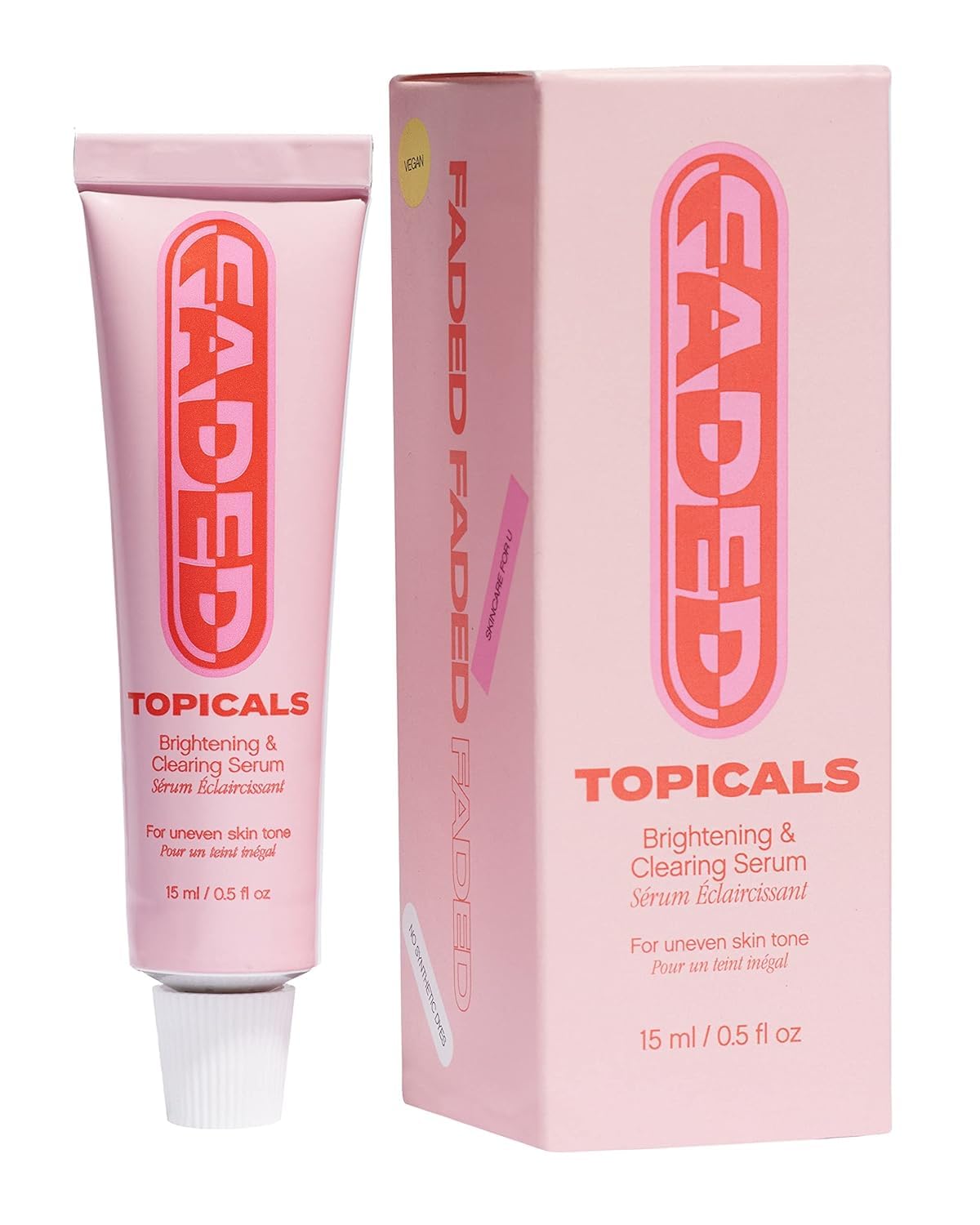 Topicals Faded serum front packaging showing bottle and label, highlights brand clarity
