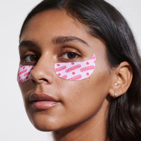 Topicals before and after under-eye visuals illustrating reduced puffiness appearance