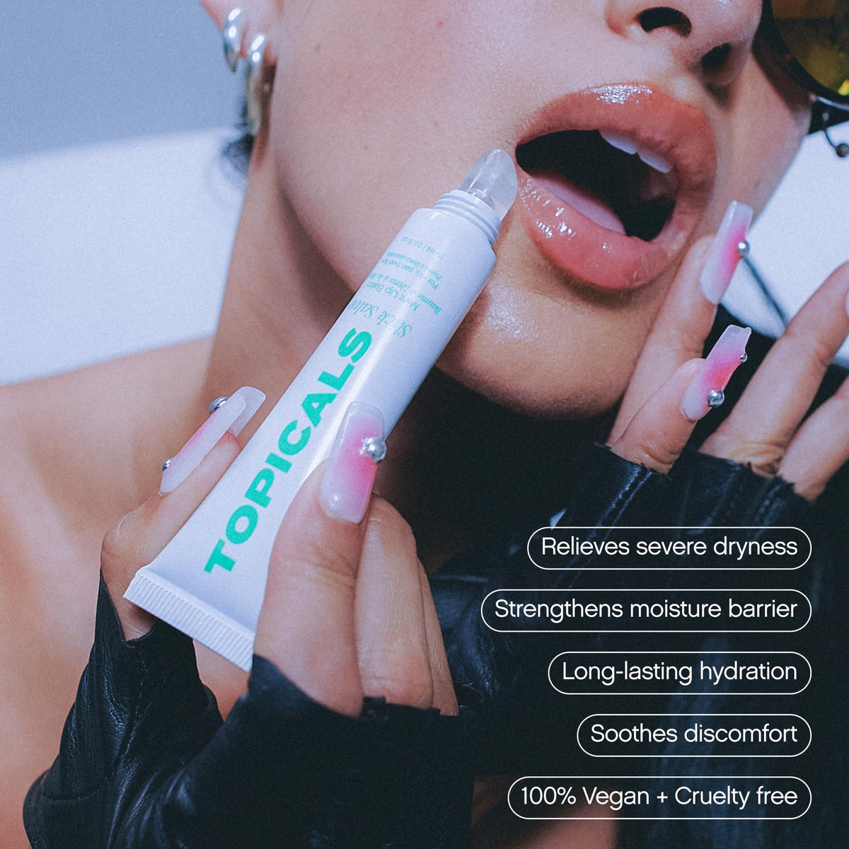Topicals open cap texture close-up showing smooth balm for fast absorption