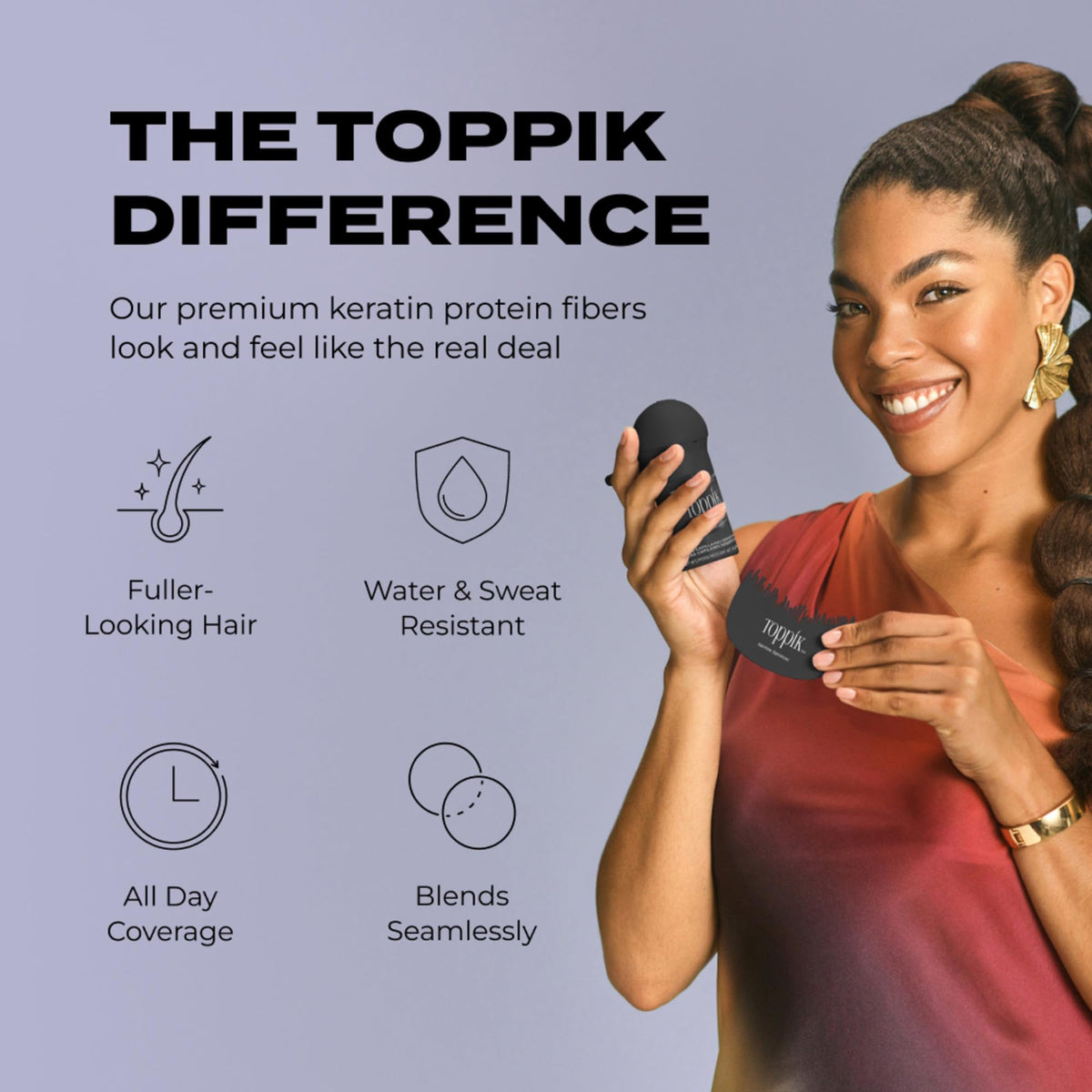 TOPPIK before and after view demonstrating fuller hair appearance