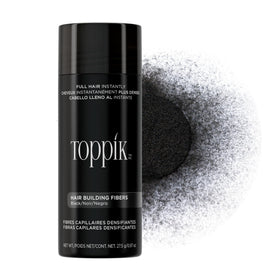 Toppik black bottle front view showing compact packaging and quick coverage
