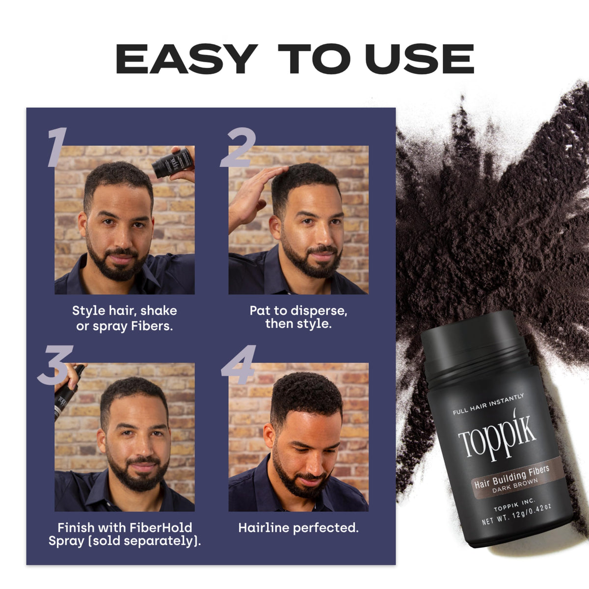 Toppik bottle in hand showing 55g size for repeat touch-ups