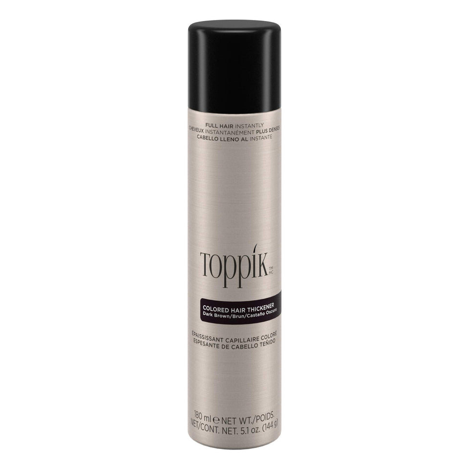 TOPPIK front packaging of dark brown spray for instant thicker-looking hair