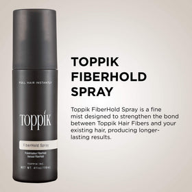 Toppik FiberHold mist being applied to hair demonstrating secure hold