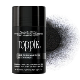 TOPPIK front packaging showing black fibers and benefits