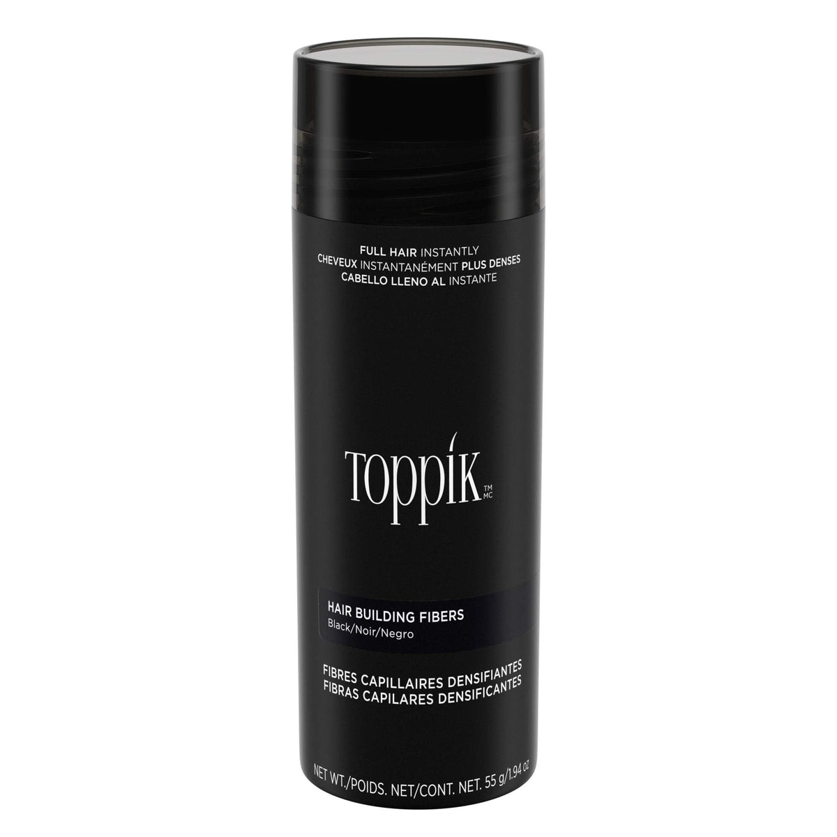TOPPIK front packaging showing black 55g container and label for instant volume