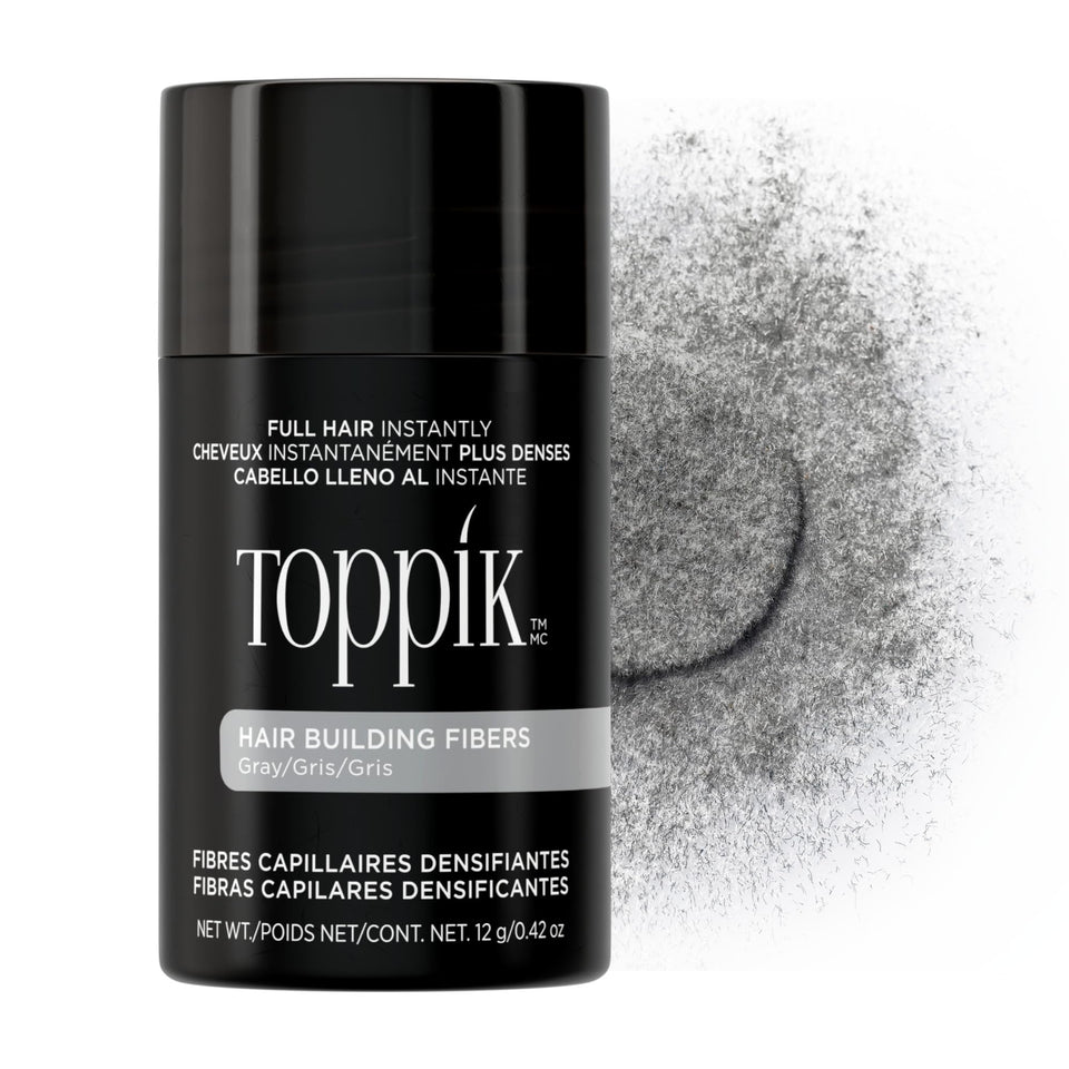 TOPPIK gray front packaging showing 12g jar and label benefit