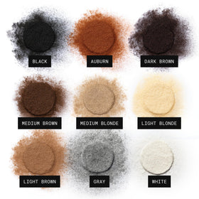 TOPPIK detailed scalp close-up with scattered gray fibers showing concealment benefit