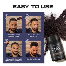 Woman styling hair with Toppik gray fibers delivering confidence and event-ready look