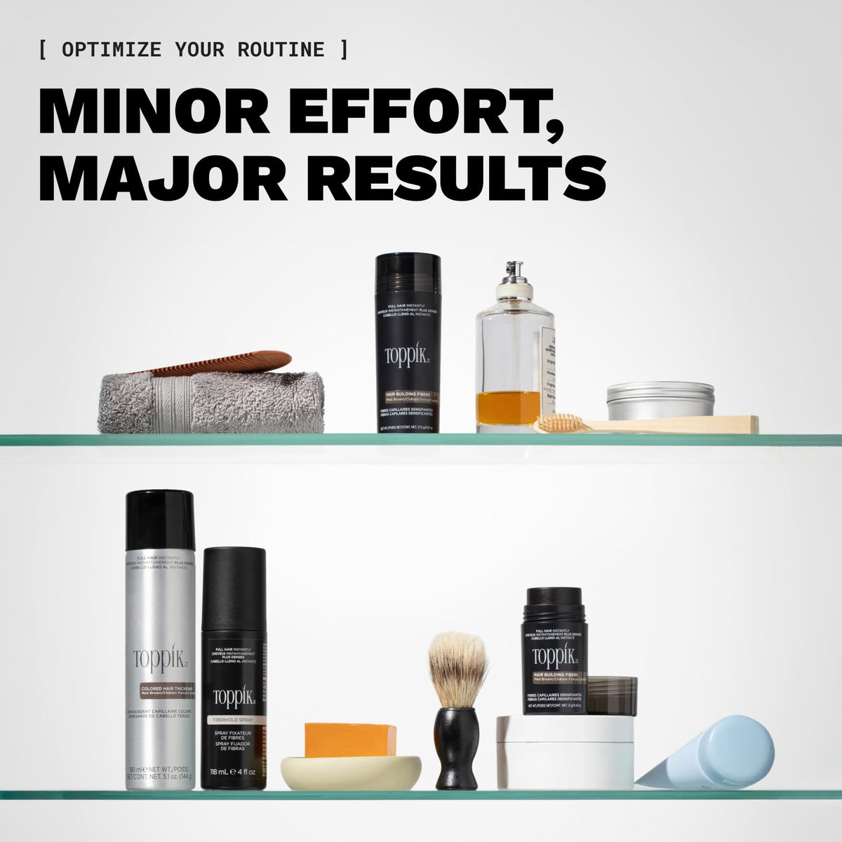 Toppik product label showing shade and simple ingredient information