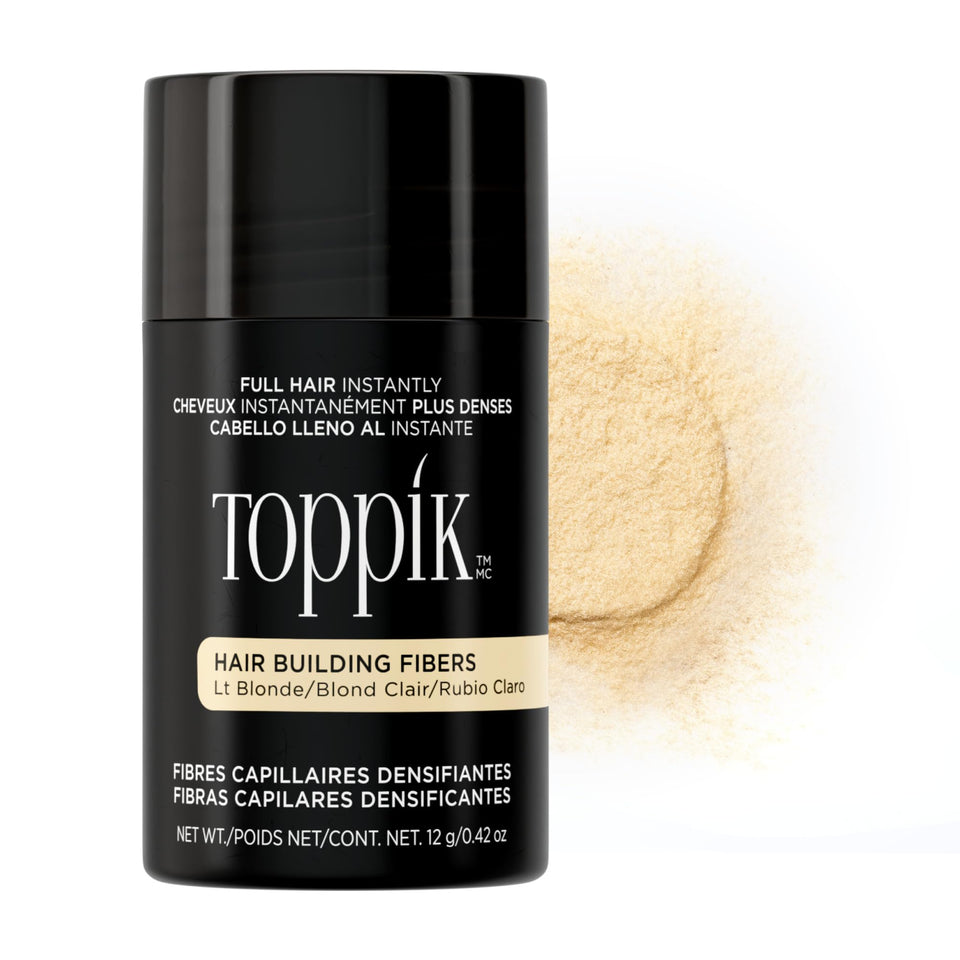 Toppik front packaging showing 12g bottle and clear benefit of instant fullness